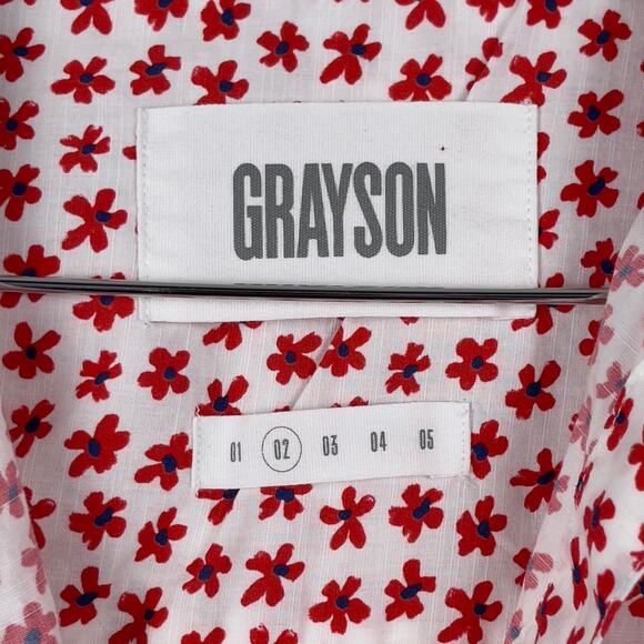Grayson The Hero Button Down Shirt Red White Floral Size 2 Small Frank & Eileen - Picture 5 of 13